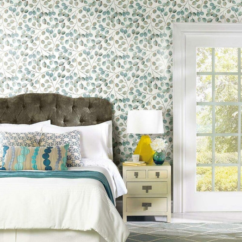 RoomMates RMK11628WP Cat Coquillette Eucalyptus Teal and White Peel and Stick Wallpaper, Roll - Image 2